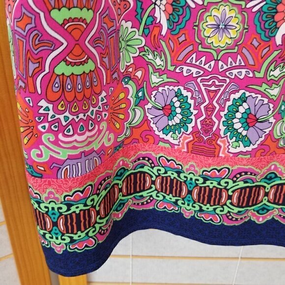 Laundry by Shelli Segal Calypso Shift Dress Colorful Bright 3/4 Sleeves Size L - Picture 9 of 14